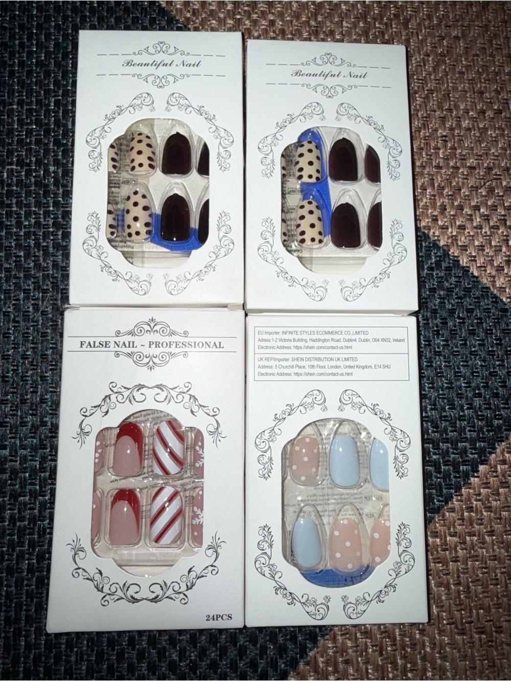 Assorted Press-On Nail Sets — Polka Dot, Striped & Solid Styles